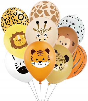 Zestaw Balonów Balon Zwierzęta Urodziny 10szt