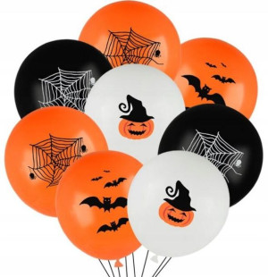 Balony Halloween Dynia Pająk Nietoperz Zestaw 8szt