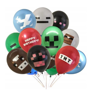Zestaw Balonów Balon Minecraft Urodziny 12 Szt