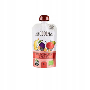 Rudolfs BIO Mus Owocowy Banan, Śliwka, Jabłko 110g