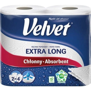 Velvet, ręcznik papierowy, czysta biel, 2 rolki, 1 szt.