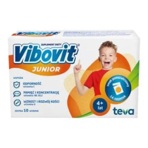 Vibovit Junior, dla dzieci w wieku 4-12l, smak pomarańczowy, saszetki,14szt