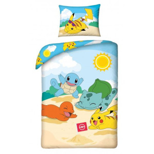 Pościel dziecięca bawełniana 140x200  2-częściowa Pokemon Pikachu