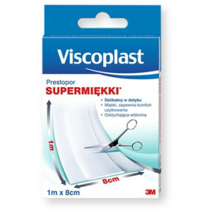 Viscoplast Prestopor Supermiękki, plaster do cięcia z opatrunkiem 1m x 8cm