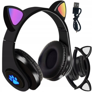 Słuchawki Dla Dzieci Bluetooth Led Rgb Kocie Uszy