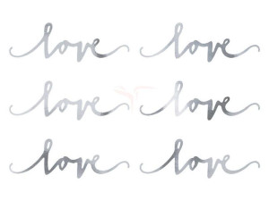 Dekoracje papierowe Love - srebrna - 6x20 cm - 6 szt.