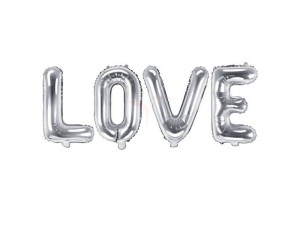 Balon foliowy Love - 140x35 cm - srebrny