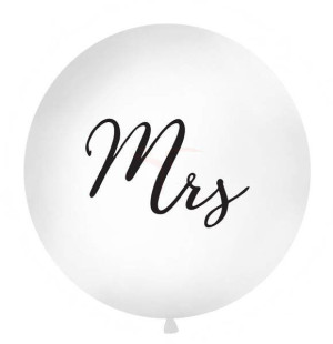 Balon 1m - Mrs - biały - czarny napis