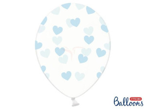 Balony 30 cm - Serduszka - Crystal Clear - 6 szt.