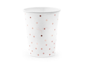 Kubeczki białe w kropki - 260ml - 6 szt.