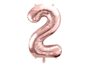 Balon foliowy Cyfra "2" dwa - 86 cm - różowe złoto