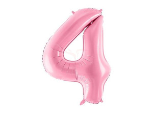 Balon foliowy Cyfra "4" cztery - 86 cm - różowy