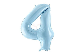 Balon foliowy Cyfra "4" cztery - 86 cm - jasny niebieski