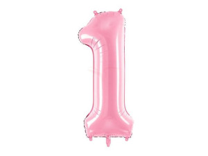 Balon foliowy Cyfra "1" jeden - 86 cm - różowy