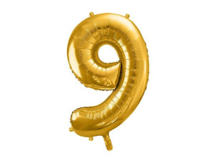 Balon foliowy Cyfra "9" dziewięć - 86 cm - złoty