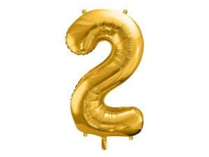 Balon foliowy Cyfra "2" dwa - 86 cm - złoty