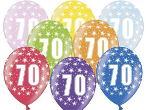 Balony 30 cm - 70th Birthday - 70 urodziny - Metallic Mix - 6 szt.