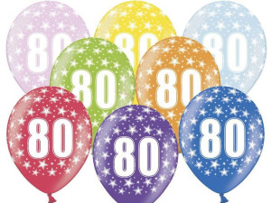 Balony 30 cm - 80th Birthday - 80 urodziny - Metallic Mix - 50 szt.