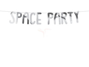 Baner Kosmos - Space Party srebrny - 13 x 96 cm