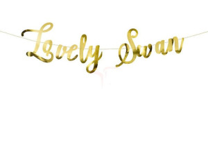 Baner Lovely Swan złoty - 64 x 21.3 cm