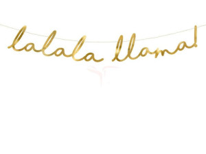 Baner Lama - Lalala Llama złoty - 12.5 x 82 cm