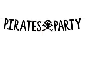 Baner Piraci - Pirates Party czarny - 14 x 100 cm
