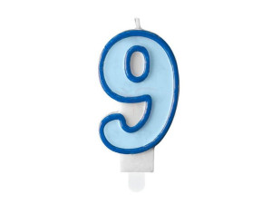 Świeczka urodzinowa Cyferka 9 - dziewięć - niebieska - 7 cm