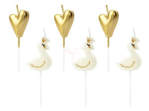 Świeczki urodzinowe Lovely Swan mix - 3.5-4 cm - 6 szt.