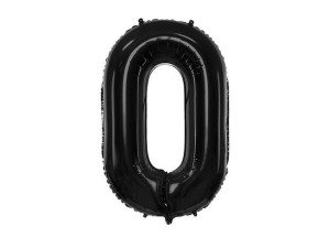 Balon foliowy Cyfra "0" zero - 86 cm - czarny