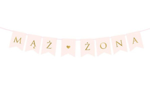 Baner Mąż Żona - 15 x 110 cm - jasnoróżowy
