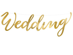Baner Wedding - 16,5 x 45 cm - złoty