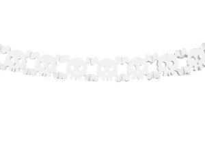 Girlanda papierowa - Czaszki - Biała - 300 cm