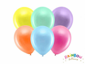 Balony Rainbow 23cm metalizowane - kolorowy mix - 10 szt.