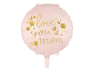 Balon foliowy "Love you mom" - 35 cm - różowy