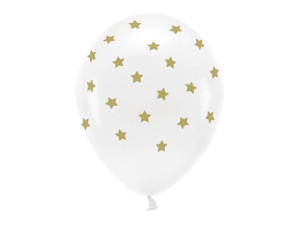 Balony Eco 33 cm pastelowe - Gwiazdki - biały - 6 szt