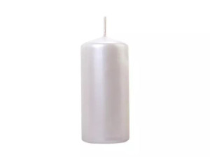 Świeca klubowa metalizowana - Perłowa - 12 x 6cm - 1 sztuka