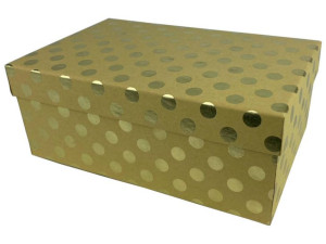 Pudełko Prezentowe - Złote Kropki - 15,3 x 23,5 x 9,5