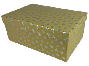 Pudełko Prezentowe - Srebrne Gwiazdki - 18,3 x 27,5 x 11,5 cm