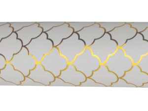 Papier Pakowy Premium - Biały - Złoty Marokański Wzór - 70x200 cm