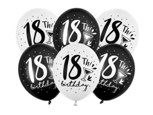 Balony Strong 30cm - 18th! Birthday - mix - 50 szt.