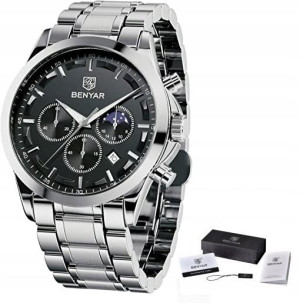 Zegarek Benyar Męski Elegancki Chronograf Pudełko