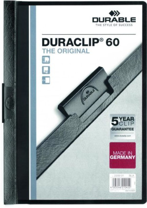 Skoroszyt plastikowy z klipsem Durable DuraClip A4 do 60 kartek czarny