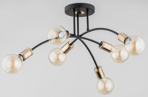 Lanti lampa wisząca 6-punktowa czarna/złota Alfa