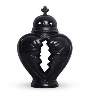 Znicz ceramiczny serce lampion czarny