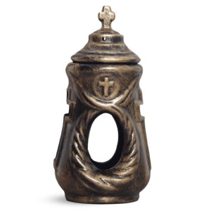 Znicz ceramiczny wianek stare złoto