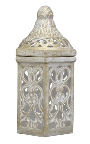 Duży lampion ceramiczny ażurowy białe złoto