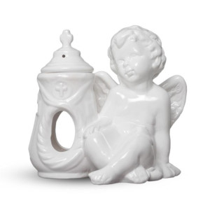 Znicz ceramiczny anioł prawy biały