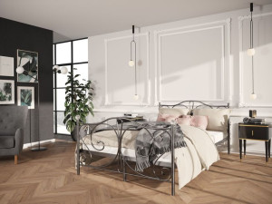 Łóżko metalowe z kryształkami czarne 120x200 cm