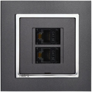 Gniazdo internetowe 2 x LAN RJ45 MAGIC grafit / chrom