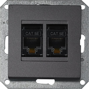 Gniazdo moduł internetowe 2 x LAN RJ45 8-PIN MAGIC grafit
